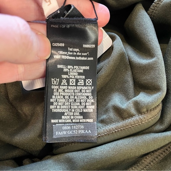 TED BAKER Pikaa Halter Olive Green One-Piece Swimsuit - Picture 9 of 9